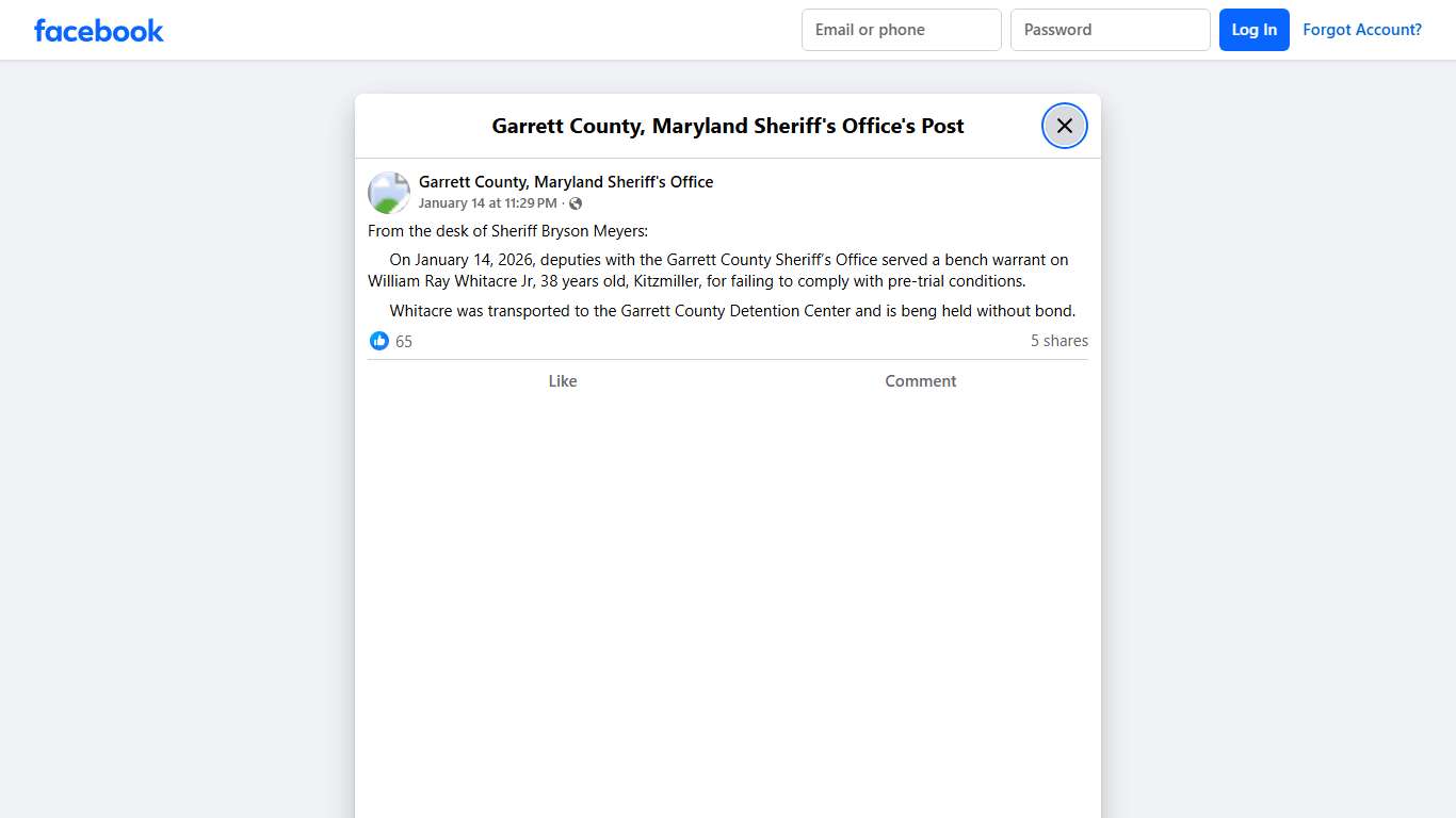 From the desk... - Garrett County, Maryland Sheriff's Office Facebook